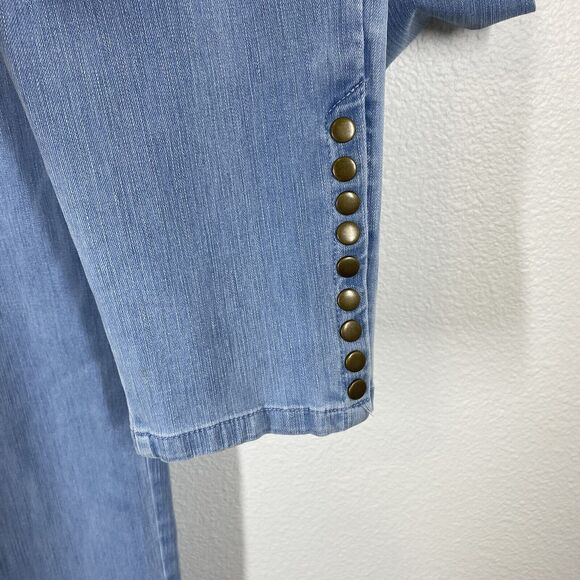 Soft Surroundings Women's Metro Leggings Size Large Blue Pull On Ankle Snap - Picture 4 of 9